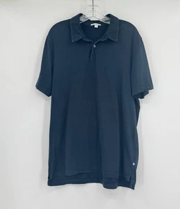 James Perse Mens Blue Polo Shirt 3/L Jersey Short Sleeve - Picture 1 of 5