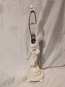 White Cast Iron Lamp Boy in Toga Figure Classical Art Nouveau 24" Works - Picture 1 of 11