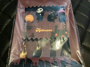 BNIP New Halloween Cutlery Set 2 x Fork & 2 x Spoon - Gold Metal - Pumpkin Bat - Picture 1 of 6