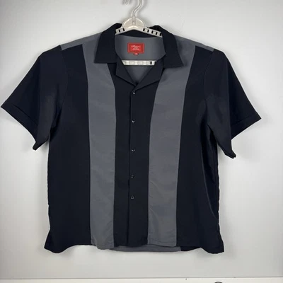 Maximos USA Yucatan Bowling Shirt Black Gray Striped Button Up Mens 3XL Retro - Image 1 of 4