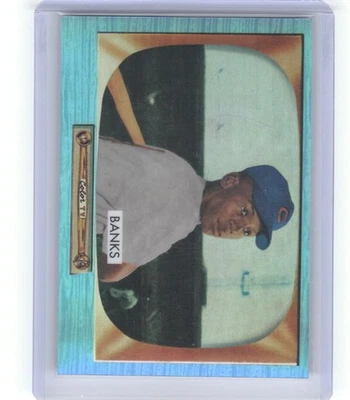 2013 Bowman Chrome #242 Ernie Banks refrator de safira azul reimpressões de novato - Imagem 1 de 2
