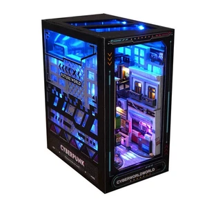DIY Book Nook Kit 3D Wooden Puzzle Bookshelf Insert Decor with Sensor Light DIY - Picture 1 of 14