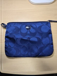 Borsa pochette COACH blu firmata nylon trucco cosmetico inserto da viaggio per tote bag - Foto 1 di 10