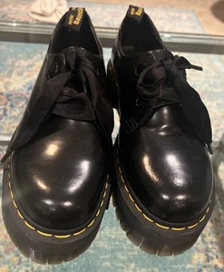 Zapatos de plataforma Dr Marten's Holly de cuero negro cinta encaje talla US 10 - Imagen 1 de 8
