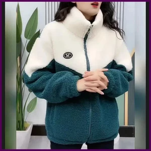 Mujer Chaqueta Color Cordero Espesado Polar Manga Larga Largo Medio Abrigo Cálido - Imagen 1 de 28