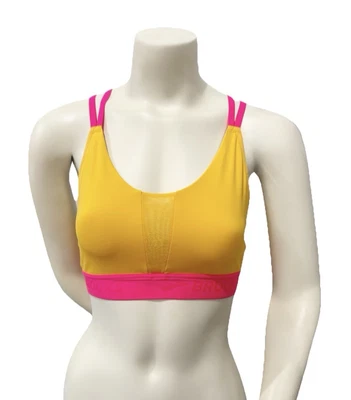 Sutiã Brooks Run Happy Sports G Grande Amarelo Rosa Malha Traseira Cruzada Alto Impacto - Imagem 1 de 4