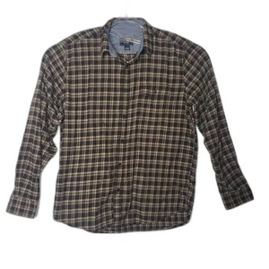 G.H. Camisa Bass & Co Para Hombre Grande Marrón Negra Franela a Cuadros Abotonada Informal - Imagen 1 de 7