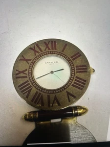 Cartier Brass Enamel Travel Clock Working - Picture 1 of 5