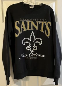 Vintage New Orleans Saints Sweatshirt Herren L Black Nutmeg Crewneck Football 1996 - Bild 1 von 6