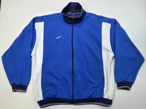 Vintage Nike Trainingsjacke Herren L blau weiß Windbreaker Full Zip Y2K strukturiert - Bild 1 von 11