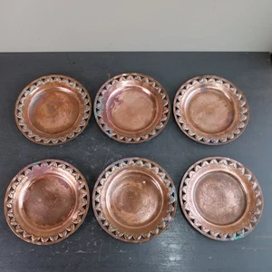 Piattini piatti/base vaso piante 7" vintage in rame massiccio - Foto 1 di 5