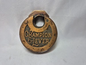 VTG Antique CHAMPION 6 Six Lever Push Key Pancake Padlock Miller Lock Co - Picture 1 of 3
