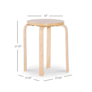 Linon Tenley Bentwood 18" Wood Round Stool in Natural Brown (Set of 4) - Picture 1 of 15