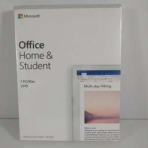 Microsoft Office Home Student 2019 Windows 10 PC/Mac Activation Card Box - NEW - Photo 1/4