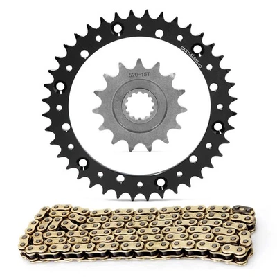 520 15T 40 Tooth Sprocket and Chain Kit for Yamaha WR400 TT500 YZ400 XT500 Black - Изображение 1 из 4