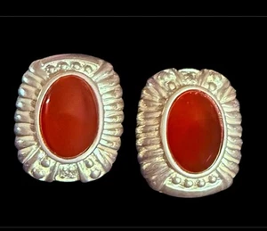 HTF Judith Ripka Sterling Silver Carnelian Diamond Accent Earrings EUC! - Picture 1 of 8