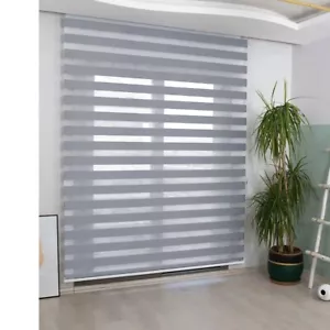 Premium Day and Night Zebra Window Roller Blind in Grey 17 Sizes, 150cm Drop - Picture 1 of 10