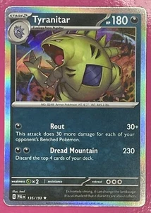 Pokémon TCG Tyranitar Scarlet & Violet Paldea Evolved 135/193 Holo Rare NM 2023 - Picture 1 of 2