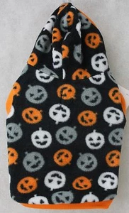 Halloween Fleece Black Orange Pumpkin Hoodie Jacket Dog Costume Coat Size Small  - Picture 1 of 1