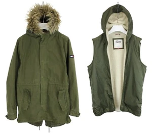 Tommy Hilfiger Denim Giacca Uomo XL Parka Rimovibile Fodera Verde Cachi 2in1 - Foto 1 di 24
