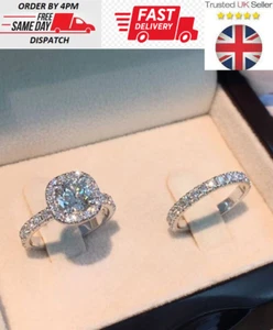 Juego de 2 piezas de anillo elegante para mujeres moda boda joyería compromiso novia - Imagen 1 de 6
