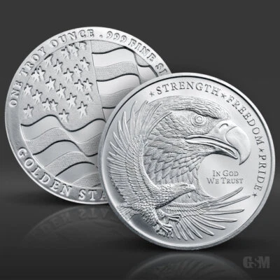 1 oz GSM Silver Eagle Round .999 fine Silver Bullion 1 Troy Ounce - Image 1 of 3