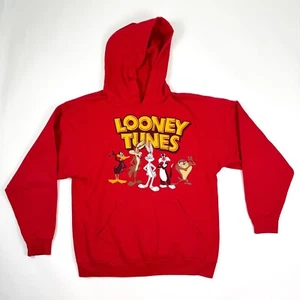 Vintage Looney Tunes Red Large Hoodie Sweatshirt JerZees NuBlend 90s Retro - Bild 1 von 11