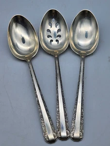 Vintage Towle Sterling Silver Lot 3 Large Serving Spoons 1 Slotted Candlelight - Picture 1 of 3