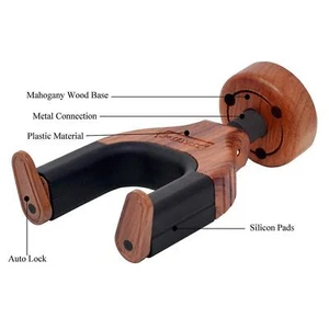 Wall Mount Guitar Bass Hangers Hook Keeper Bracket Hanger Wooden Wood Holder - Bild 1 von 4