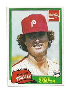 1981 TOPPS BASEBALL COCA COLA STEVE CARLTON  #3 PHILLIES  - Picture 1 of 1