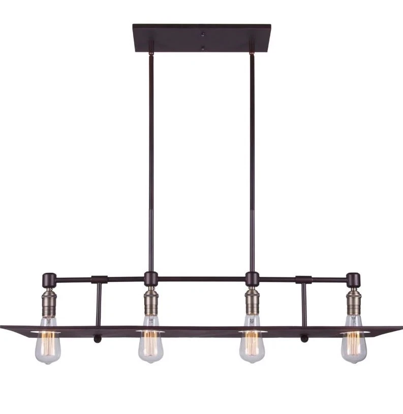 Forte Lighting 7066-04-32 Antique Bronze 4-Light 36"W Linear Island Chandelier - Image 1 of 4