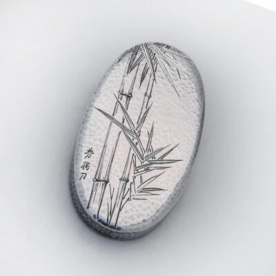 Caixa de remendo japonesa de bambu martelado prata esterlina 1910 mono - Imagem 1 de 4