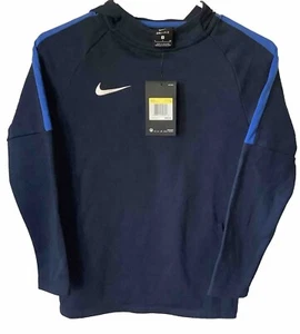 Nike Boys Dri-Fit Swoosh Pullover Hoodie Pockets Navy Blue Sz S AJ0109-451 NWT - Picture 1 of 9