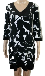 Vestido Floral Casa Blanca Mercado Negro Blanco Cuello en V Espalda en V Mangas Anchas S - Imagen 1 de 6