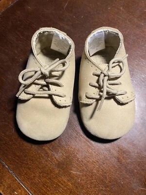 Janie и Jack ребенка мягкой кожи замши на шнуровке обувь Оксфорд мальчика кроватки Ss 3 EUC - Изображение 1 из 3