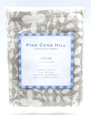 PINE CONO HILL Annie Selke VEENA Algodón Lino Gris Blanco EURO Almohada Falsa NUEVO Foto 1 de 4