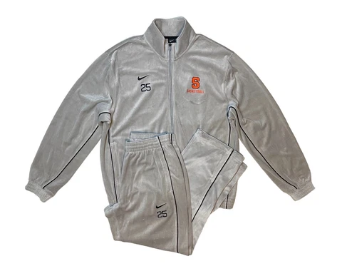 Nike Syracuse Gray Men's XL Team Issued Velvet Basketball Track Suit Ankle Zip Cover