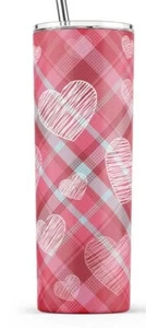 HEARTS & PLAID TUMBLER- 20oz INSULATED Skinny Tumbler - Bild 1 von 1