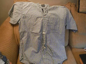 Mobley & Sons LARGE Herren blau & grün kariertes Kurzarmhemd - Bild 1 von 1