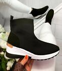 Ladies Womens Pull On Sock Wedge Sneakers High Top Jogging Pumps Shoes Trainers