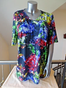 Shirt von Sassi Fashion mehrfarbig mit schwarzen Steinchen beklebt Gr. 52/54 - Bild 1 von 11