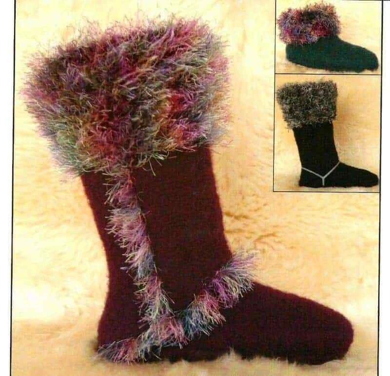 AWESOME WARM ALPINE BOOT SLIPPERS to KNIT & FELT by BEV GALESKAS of FIBER TRENDS - Image 1 of 1