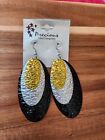 Precious Multicolor Earrings Textured Metal Black Gold Silver Fashion Jewelry