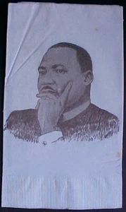 MARTIN LUTHER KING JR. MLK Portrait Napkin 1970’s Vintage RARE - Picture 1 of 24