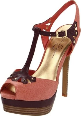 Salto Jessica Simpson Emmali goiaba poção roxa couro nappa alça em T 8,5M - Imagem 1 de 4