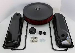Ford 351C 351M 400M Black Engine Dress Up Kit Valve Covers Washable Air Cleaner - Picture 1 of 15