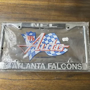 Vintage Chrome metal license NFL license plate cover Atlanta Falcons NEW - Picture 1 of 4