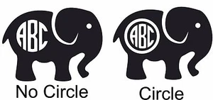 Custom Elephant Monogram Initials personalized Vinly Decal U Choose Size & Color - Picture 1 of 2