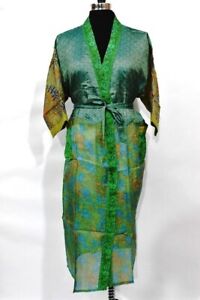 Vintage Silk Sari robe Nightdress kimono Bathrobe Long Sleepwear Gown 10Pc Lot
