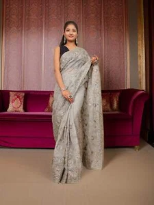 Designer Saree with Stone & Heavy Embroidery Work by Shreekama - Picture 1 of 15